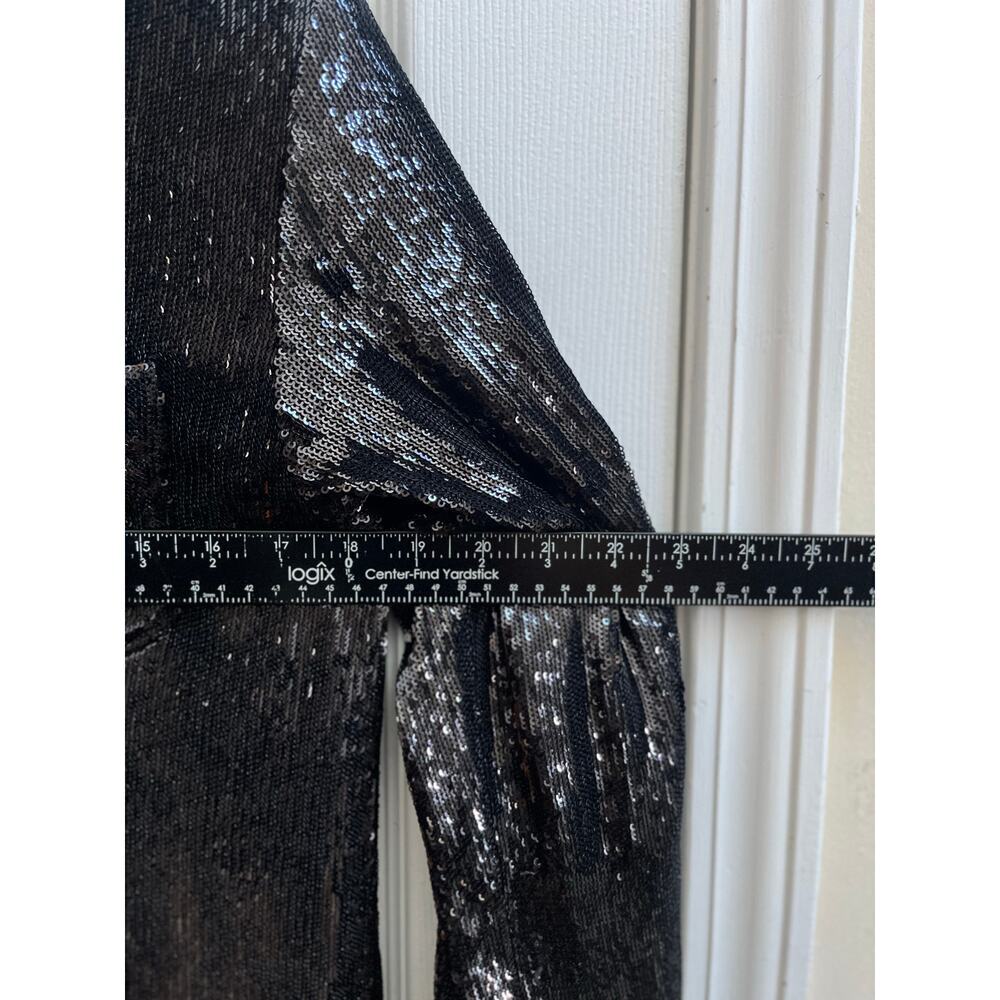 RTA Black Sequin Button Down Shirt Jacket Medium Evening Club Party - Picture 10 of 12